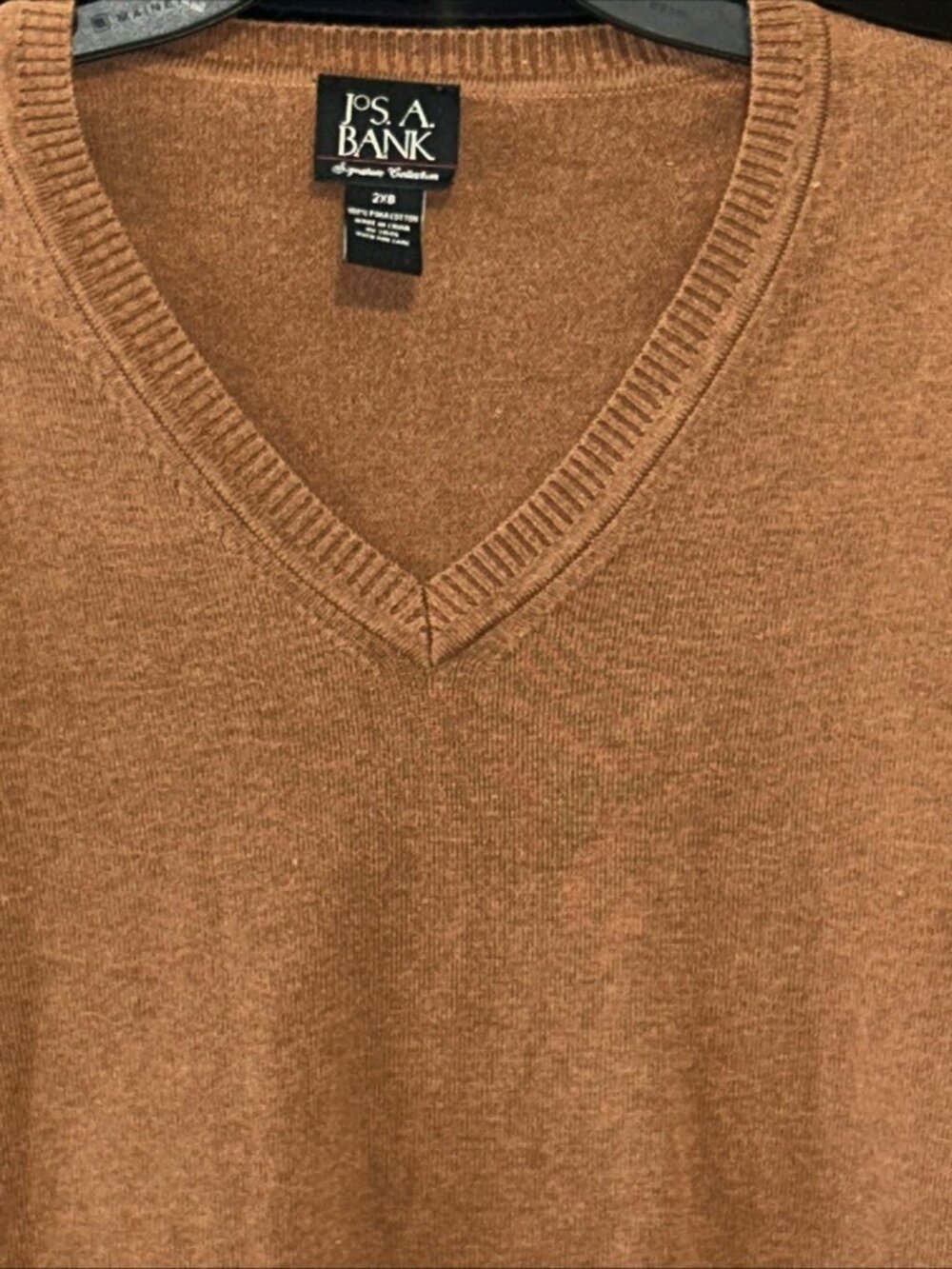 JoS. A. BANK SIGNATURE 100% PIMA COTTON V-NECK SWEATER MENS 2XB LONG SLEEVE